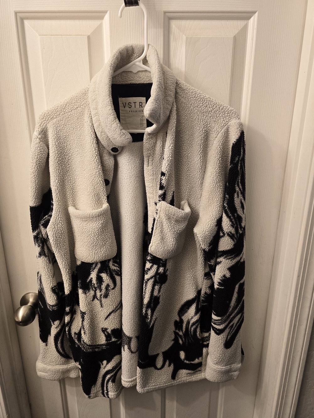 VSTRM Cream and Black Floral Teddy Jacket